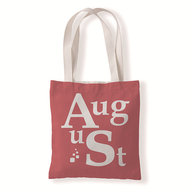 Women Fashion Creative Color Letter Month Canvas Tote Bag