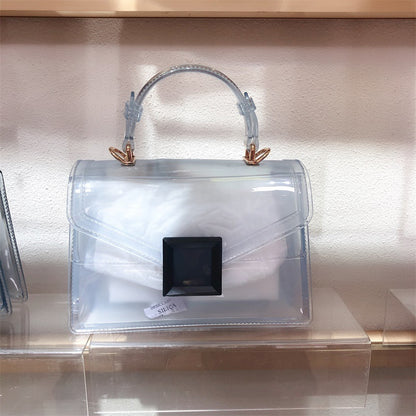 Jelly Bag Transparent PVC Women Gradient Color Small Square Bag
