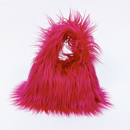 Women Winter Fashion Solid Color Plush Imitation Wool Handbag