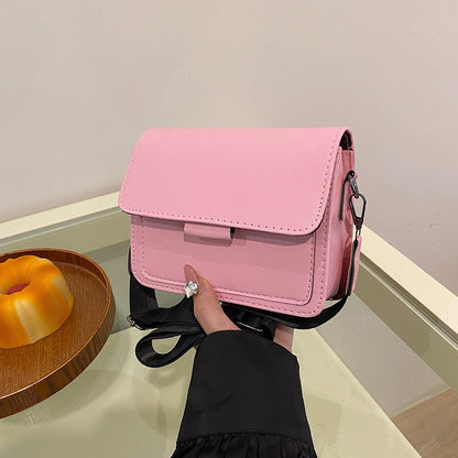 Women Fashion Casual Solid Color Wide Strap Square Crossbody Bag