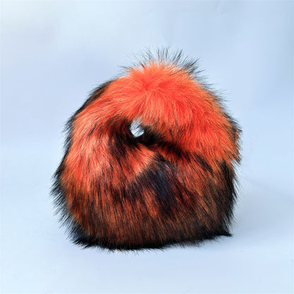 Women Fashion Punk Color Blocking Plush Clutch Bags