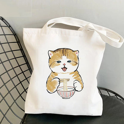Sac fourre-tout en toile grande capacité pour femme, décontracté, motif dessin animé 