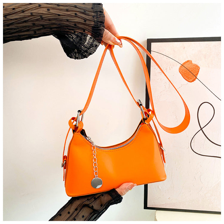 Women Fashion Candy Color Zipper Shoulder Bag