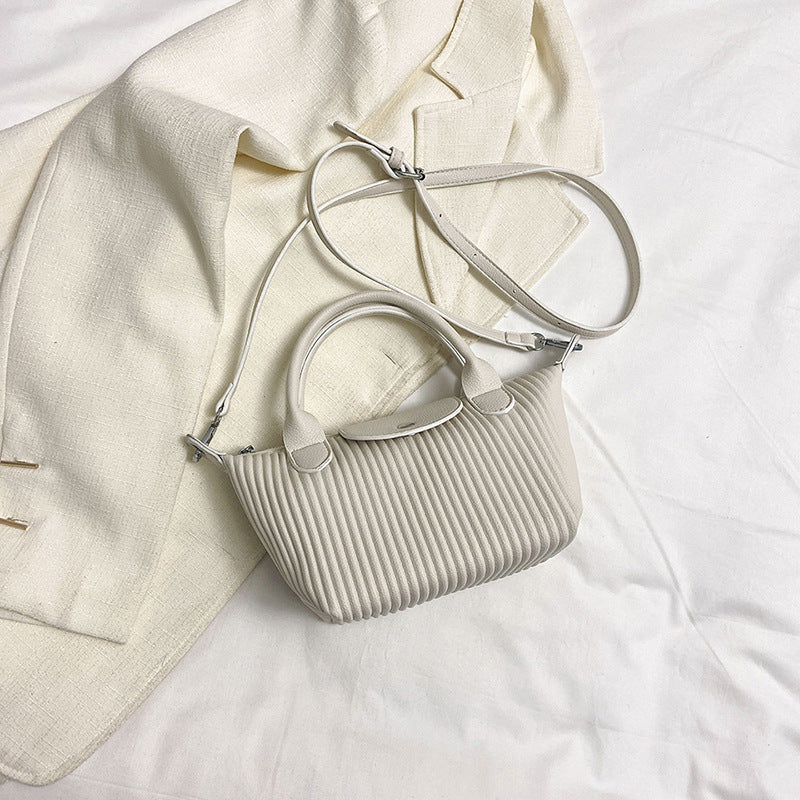 Sac à main plissé de grande capacité pour femme, couleur unie, tendance 
