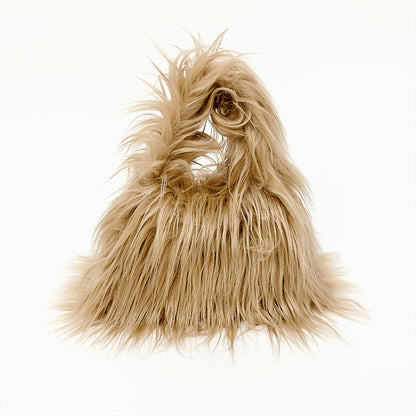 Women Winter Fashion Solid Color Plush Imitation Wool Handbag