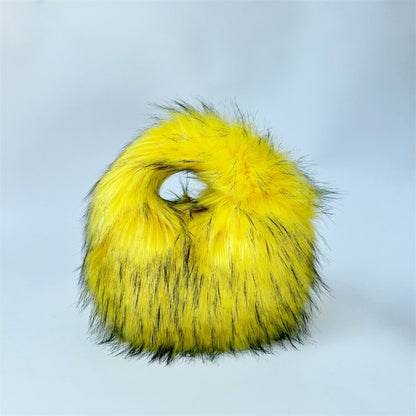 Women Fashion Punk Color Blocking Plush Clutch Bags