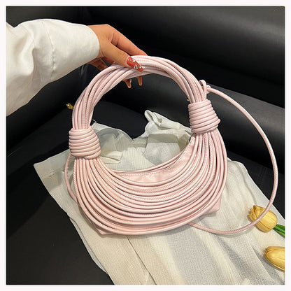 Women Fashion Creative Multicolor Line Woven Knot Handbag