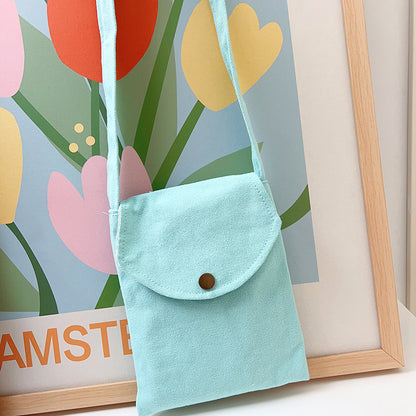 Mini sac à bandoulière en toile de couleur unie pour femme, simple et tendance, style macaron 