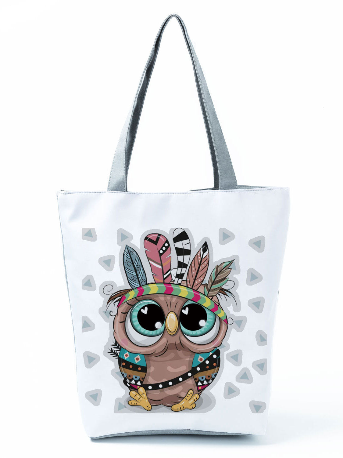 Simple White Creative Cartoon Owl Print Shopping Bag