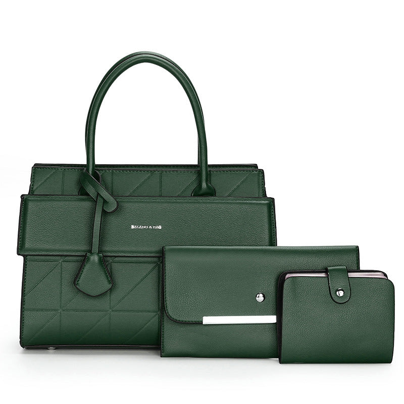 Women Casual Solid Color Large Capacity Handbag Three-Piece Set