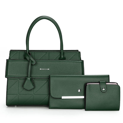 Women Casual Solid Color Large Capacity Handbag Three-Piece Set