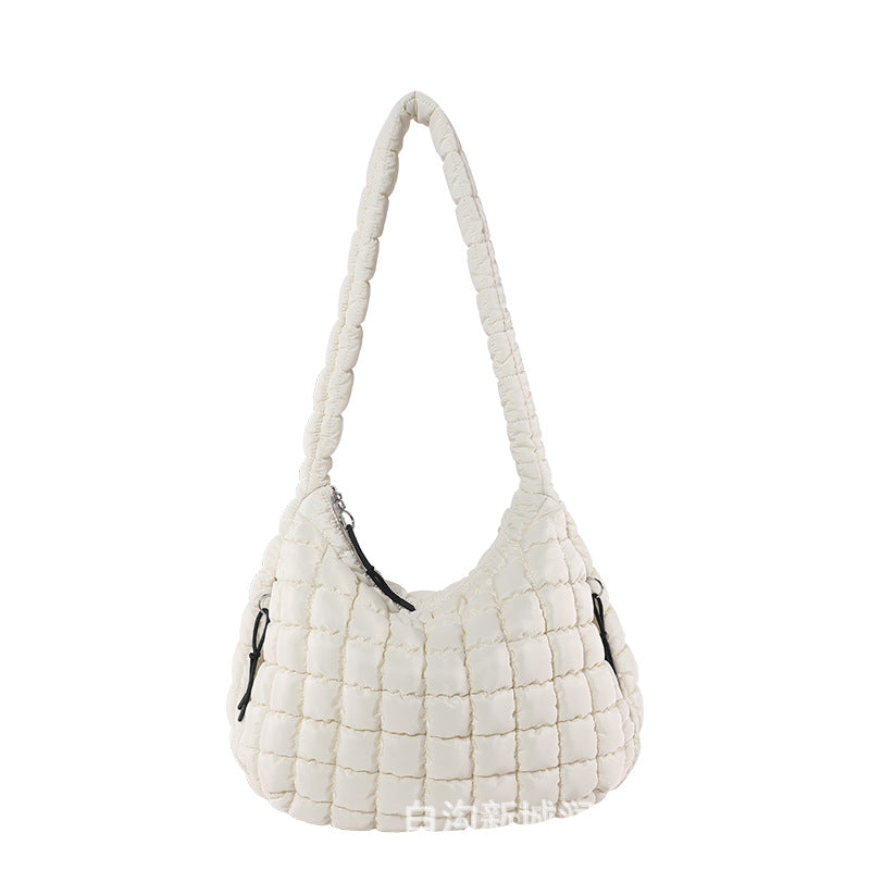 Sac à bandoulière plissé nuage de grande capacité pour femme, couleur unie, tendance 