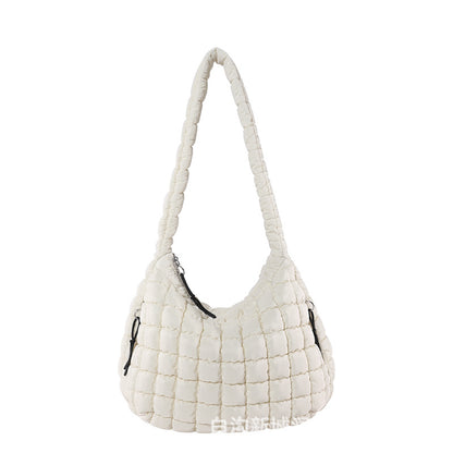 Sac à bandoulière plissé nuage de grande capacité pour femme, couleur unie, tendance 