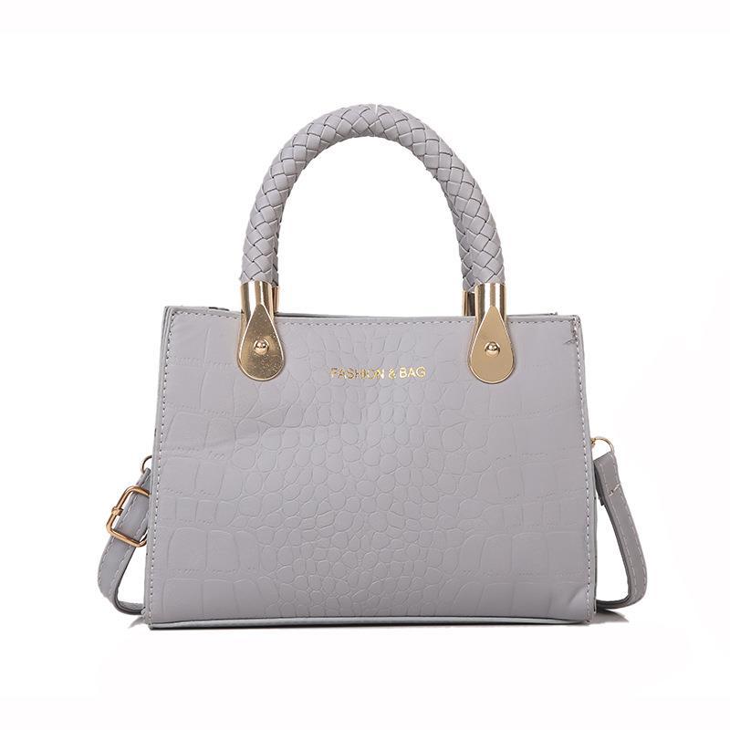 Sac à main à bandoulière tendance de grande capacité, couleur unie, imprimé pierre 