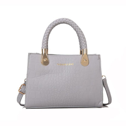 Sac à main à bandoulière tendance de grande capacité, couleur unie, imprimé pierre 