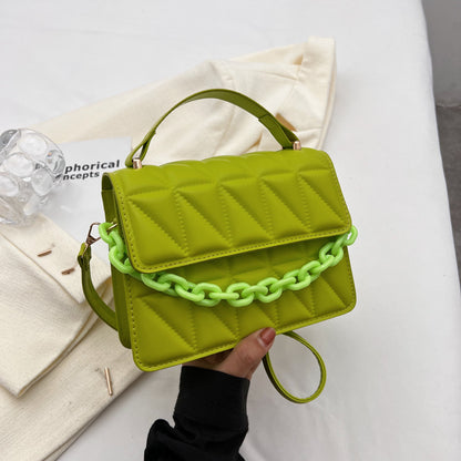 Petit sac à main carré rétro tendance avec chaîne rhomboïdale 
