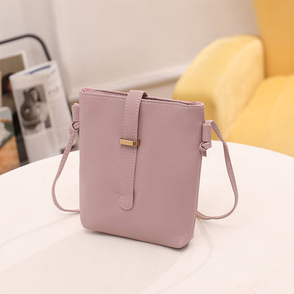 Women Fashionable Simple Solid Color Square Zipper Mini Single Shoulder Crossbody Bucket Bag