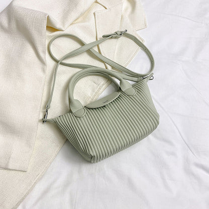 Sac à main plissé de grande capacité pour femme, couleur unie, tendance 