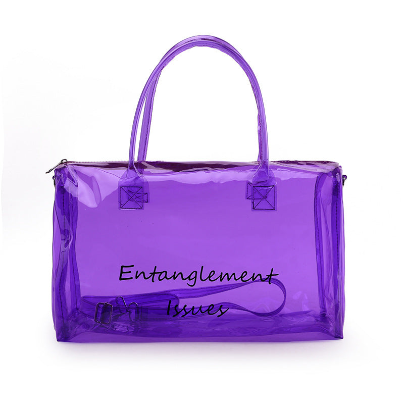 Fashion Transparent Candy Color Large Capacity Portable Travelling Plastic Bag