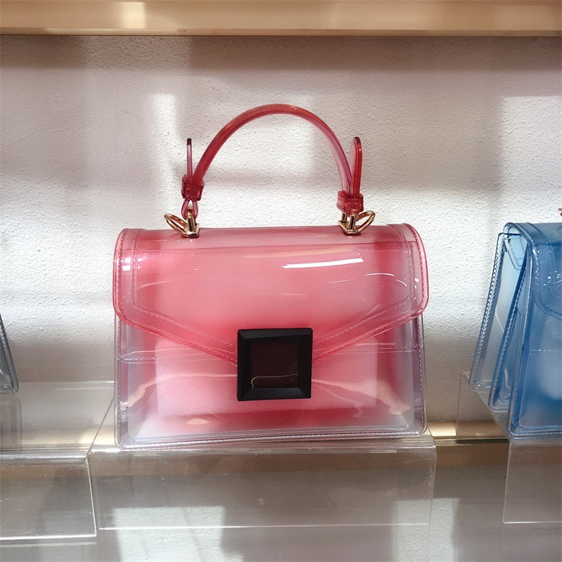 Jelly Bag Transparent PVC Women Gradient Color Small Square Bag