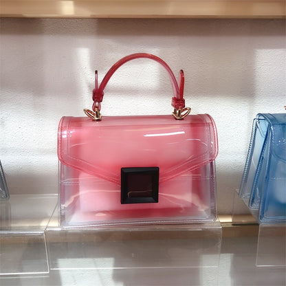 Jelly Bag Transparent PVC Women Gradient Color Small Square Bag