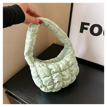 Mini sacs à main tendance à carreaux plissés et nuages ​​de couleur unie 