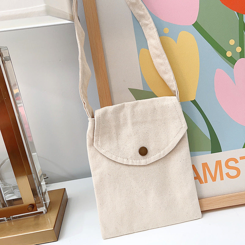 Mini sac à bandoulière en toile de couleur unie pour femme, simple et tendance, style macaron 