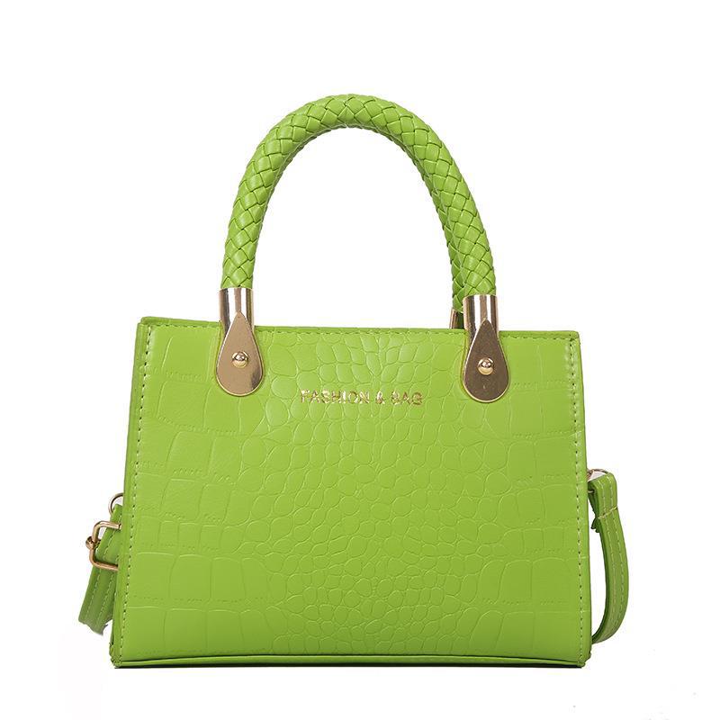 Sac à main à bandoulière tendance de grande capacité, couleur unie, imprimé pierre 