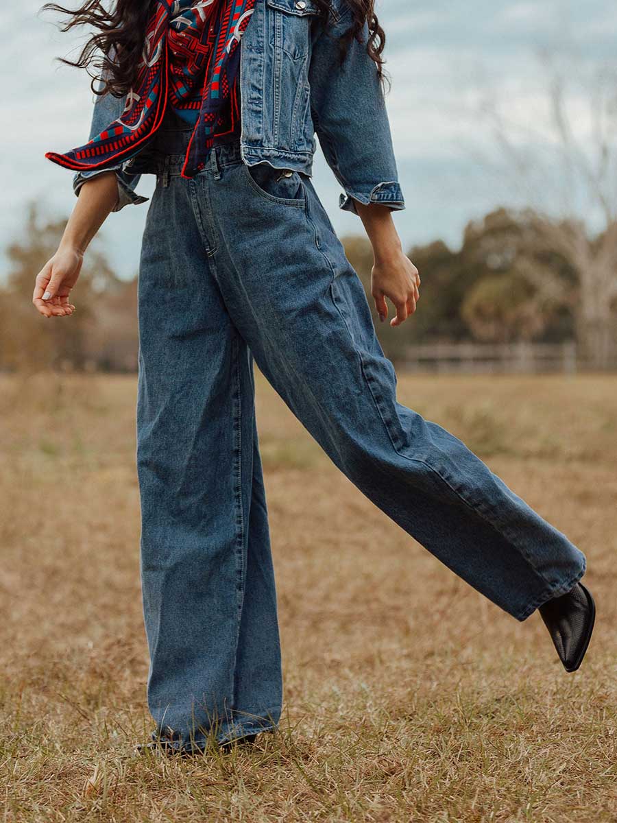 Black Vegan Leather Croc-Embossed Block Heel Cowgirl Ankle Boots