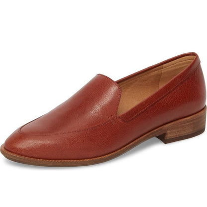Brown Classic Low Block Heel Women's Loafers