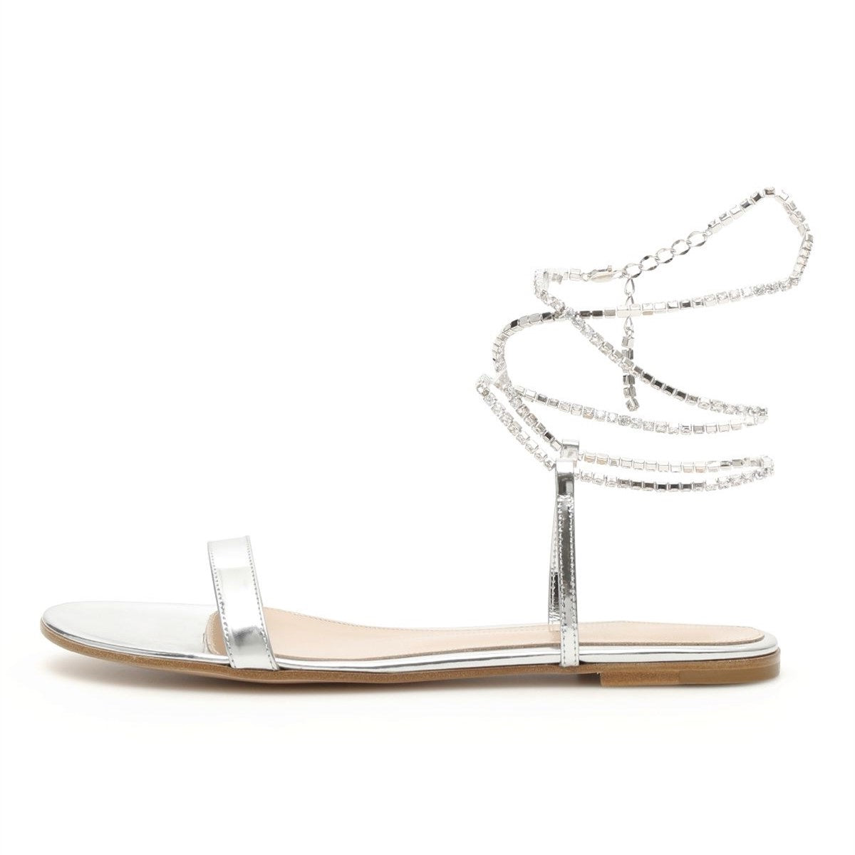 Silver Rhinestone Flats Sandals