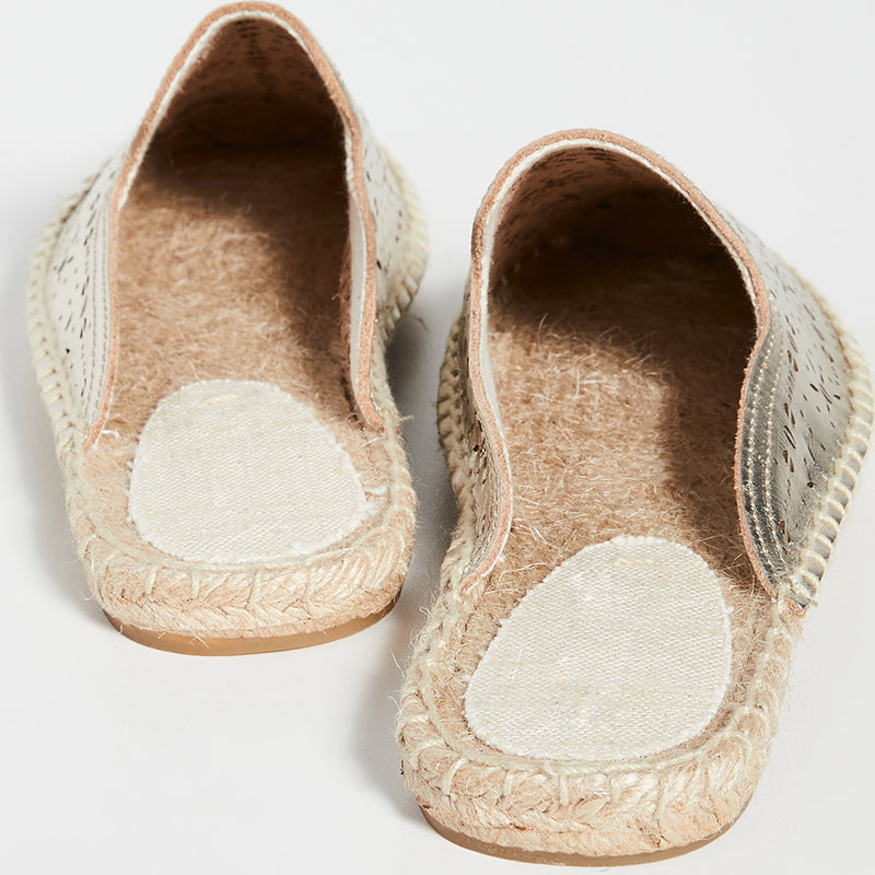 Champagne Espadrille Flats Round Toe Cut-Out Loafer Mules for Women