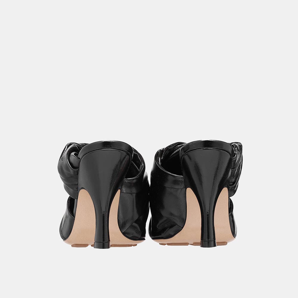 Stylish Pointed Toe Soft Pleated Shoes High Heel Mules in Black