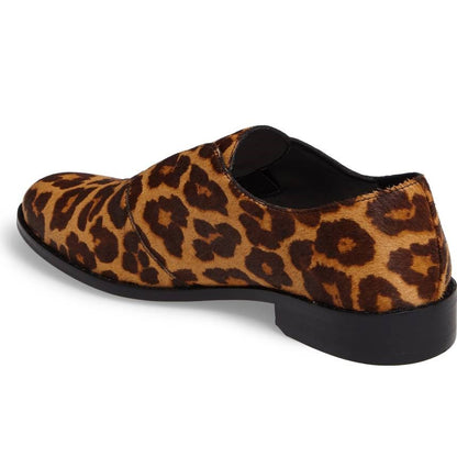 Brown Leopard Print Round Toe Casual Flats Women's Loafers
