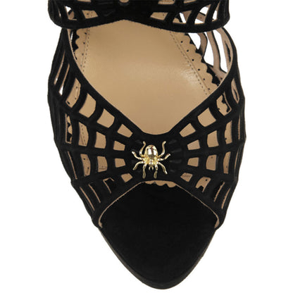 Spider Man Lace Up Sandals Web Peep Toe Platform Heels for Halloween