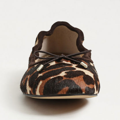 Classic Leopard Print Round Toe Elastic Top Line Bow Ballet Flats