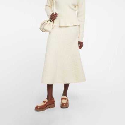 Brown Faux Fur Round Toe Chunky Heel Patchwork Loafers for Women