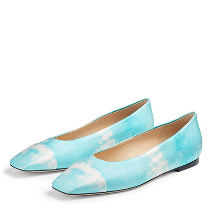 Light Blue Square Toe Comfortable Flats