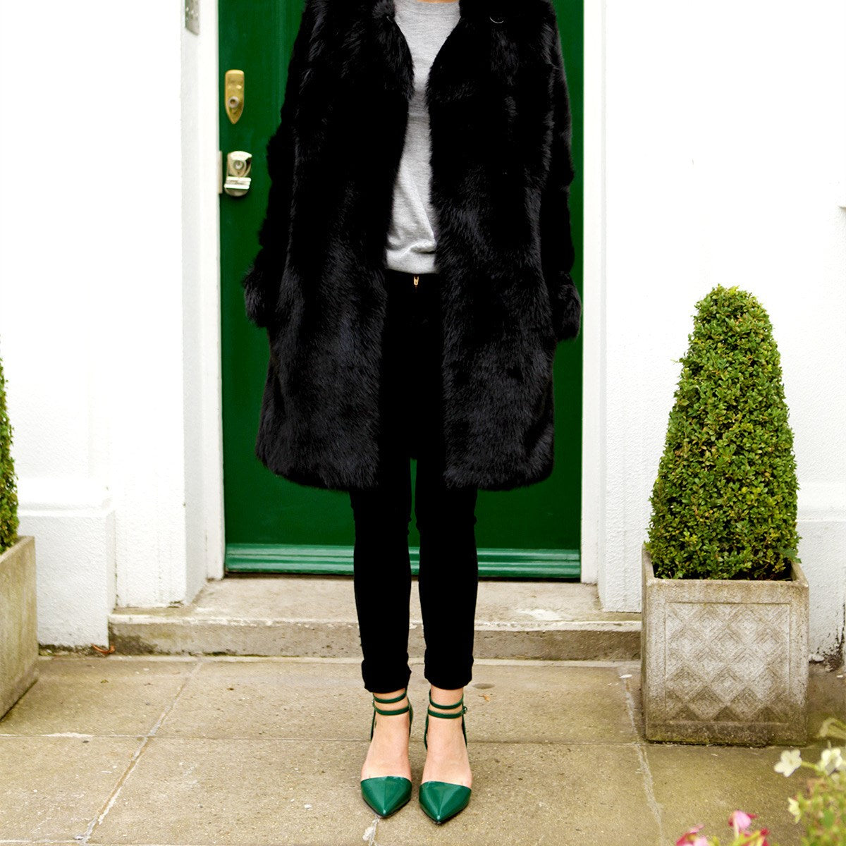 Women's Green Vintage Ankle Strap Heels Pointed Toe Pumps