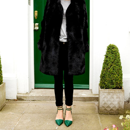 Women's Green Vintage Ankle Strap Heels Pointed Toe Pumps