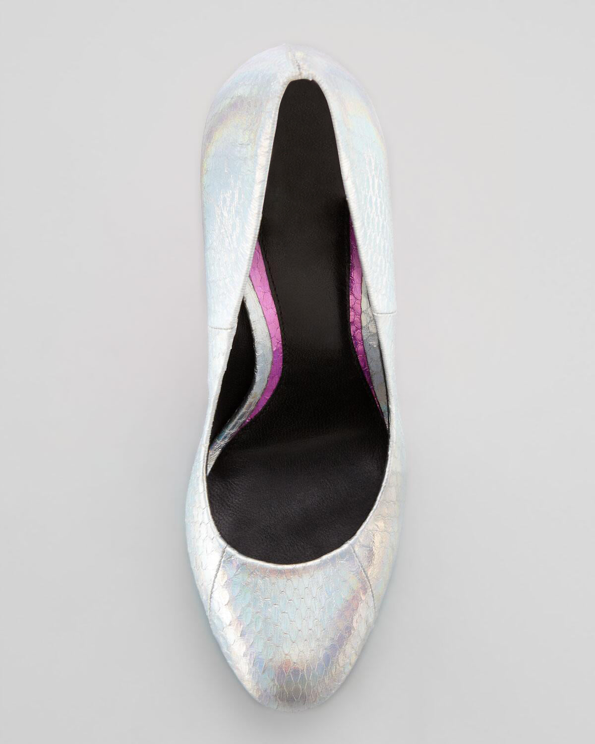 Women's Multicolor Python Embossed Stiletto Heel Platform Pumps