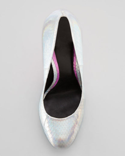 Women's Multicolor Python Embossed Stiletto Heel Platform Pumps