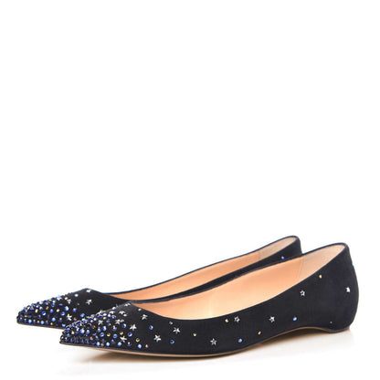 Women's Rhinestone and Stars Embellished Pointed Toe Flats in Black