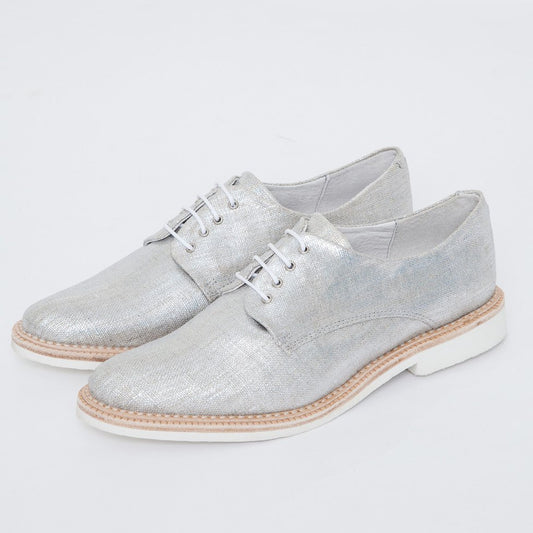 Silver Comfortable Fabric Vintage Flats Women's Oxfords