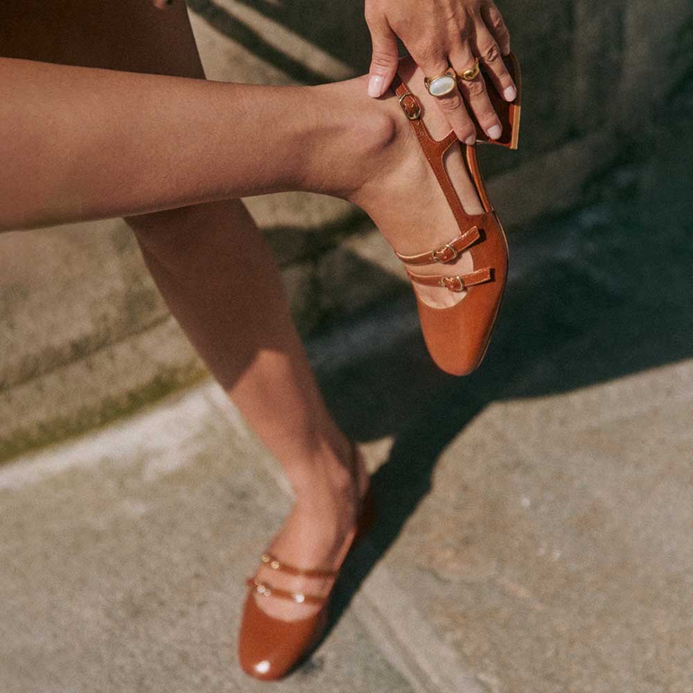 Vegan Leather Square Toe Chunky Heel Buckle Loafers in Brown