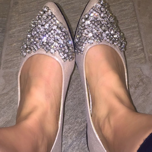 Women's Fashion Nude Rhinestone Comfortable Flats