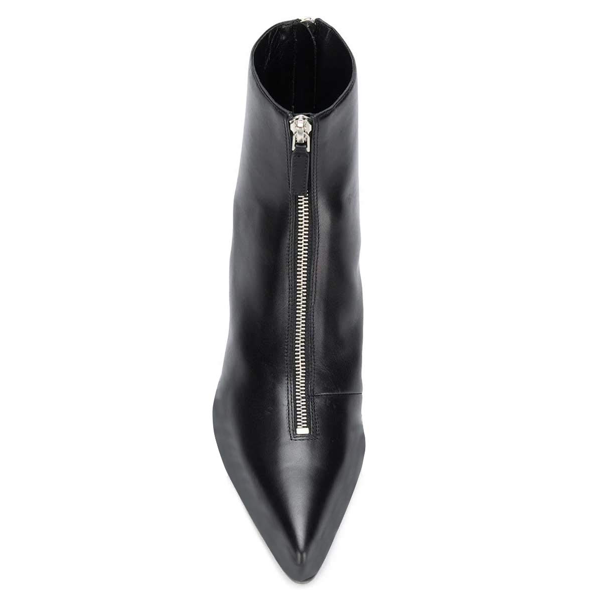 Black Vegan Leather Closed Toe Stiletto Heel Ankle Boots