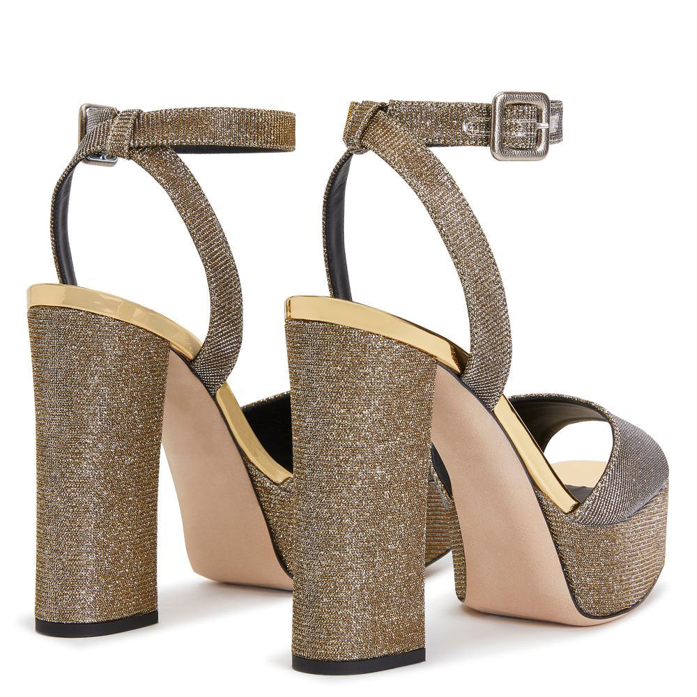 Square Peep Toe Chunky Heel Glitter Ankle Strap Sandals  Party Shoes