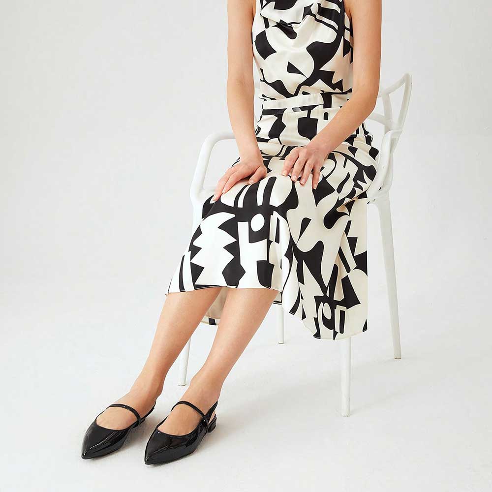 Stylish Black Pointy Toe Women's Dress Flats with Slingback Strap