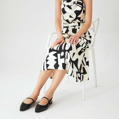 Stylish Black Pointy Toe Women's Dress Flats with Slingback Strap